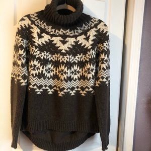 H & M wool blend Nordic print turtle neck sweater